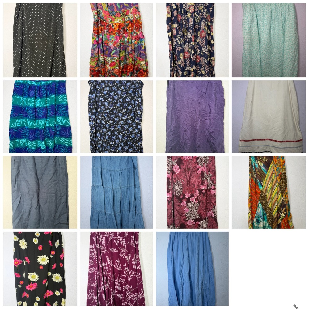 Vintage Plus Size Skirt Lot Women Multi Color Cottagecore Boho Coquette 15pc